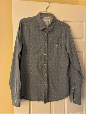 Men's Casual Light Blue Printed Button-Down Shirt